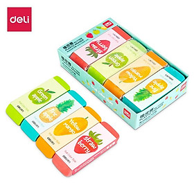 Gôm Tẩy Deli Hình Vẽ Hoa Quả Đỏ/ Xanh lá/ Vàng/ Xanh ngọc - Tẩy Bút Chì Sạch Đẹp - 71050