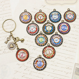 Móc khóa 12 cung hoàng đạo Zodiac màu sắc tươi sáng phong cách retro siêu đẹp 06646-MK0025