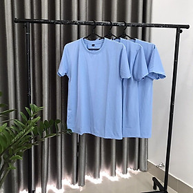 Áo Thun Trơn Cổ Tròn Vải Cotton Màu Xanh Biển Cho Cả Gia Đình