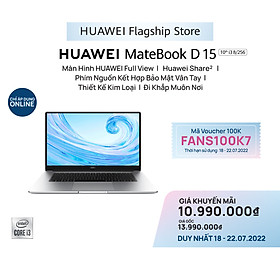 Mua Máy Tính Xách Tay Laptop Huawei Matebook D15 (8GB/256GB) Share | Màn Hình HUAWEI Fullview | | HUAWEI Phím Nguồn Kết Hợp Bảo Mật Vân Tay | Hàng Chính Hãng