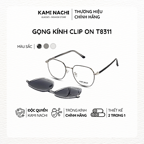 Gọng kính Clip On phiên bản lục giác lớn đa năng, cắt được cận KAMI NACHI T8311