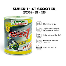 Nhớt xe tay ga (dầu nhờn động cơ đốt trong) SUPER 1 4t SCOOTER SL MB 10W40 24/0.8L RED SCENT EX - Công thức cải tiến, mùi dâu, màu đỏ