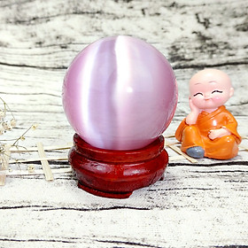 Mua Quả Cầu Phong Thủy Mắt Mèo Hồng - Ánh Sáng Soi Đường Cho Bạn - Hợp Mệnh Hỏa   Thổ - Tặng Kèm Đế