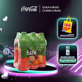 Lốc 6 chai trà đào và hạt chia Fuzetea+ 450ml/chai Sale 4.4 Coca-Cola Official Store