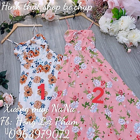 Đầm maxi hoa 2 dây có mút ngực (hình thật+video)