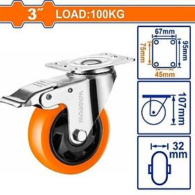 BÁNH XE ĐẨY XOAY CÓ KHÓA 3INCH WJL2333 WADFOW - HÀNG CHÍNH HÃNG