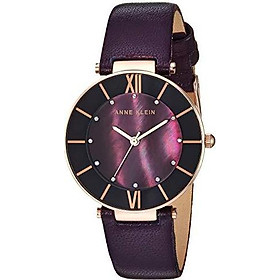Anne Klein Women's AK/3272RGLG Swarovski Crystal Accented Rose Gold-Tone and Light Grey Leather Strap Watch