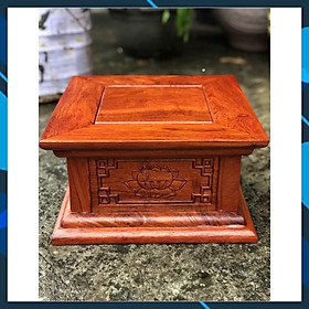 Đôn vuông hoa sen gỗ hương sang trọng cao 18cm