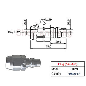Đầu nối nhanh khí nén PN (phích cắm) - Nitto (Nhật Bản)