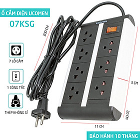 Ổ cắm điện UCOMEN – 07 lỗ – Dây 3 m - Chuẩn Úc