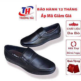 Giày nam mũi tròn bigsize da bò cao cấp Trường Hải đế cao su may chắc chắn không trơn