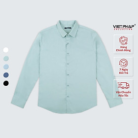 Áo Sơ Mi Nam Dài Tay VIỆT PHÁP Form Regular Chất liệu Cotton Cao Cấp thoáng mát, thấm hút mồ hôi tốt 24101