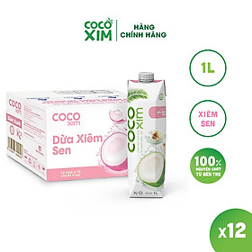 Thùng 12 Hộp Nước dừa đóng hộp Cocoxim Sen 1000ml