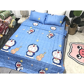 Bộ chăn ga gối 5 món cotton poly Doremon Đàn (Gồm 1 chăn, 1 ga, 1 vỏ gối ôm và 2 vỏ gối nằm) - Tặng 1 bàn chải Bossi