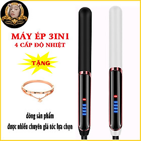 Máy Uốn Xoăn, Ép Cụp, Là Thẳng Tóc Đa Năng 3 Trong 1 Cao Cấp Sang Trọng Kiểu Hàn Quốc - Kết Hợp Duỗi Và Tạo Kiểu Tóc Thông Minh – Dùng Cho Salon Tóc & Tại Nhà Màu Trắng Đen Tặng lắc tay E375