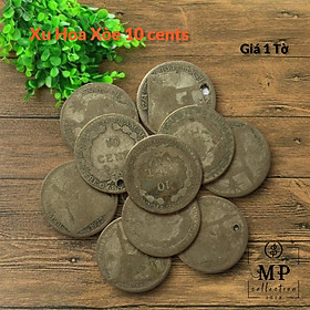 Mua Đồng xu hoa xoè 10 cents chuẩn bạc Đông Dương cổ chât lượng rất cũ đã mòn dùng cạo gió.