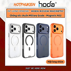 Ốp lưng nhám chống sốc MilitaryGuard™ sạc từ tính nam châm Hoda Rough Magnetic cho iPhone 17 Air 16 Pro Max - tiêu chuẩn Approved Military Grade chuẩn quân đội - Hàng nhập khẩu - Black - Đen - iPhone 16 Pro Max