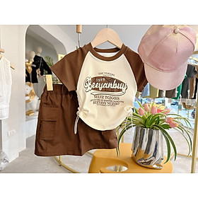 Set váy bé gái cộc tay 1-6 tuổi Beeyanbuy chân váy vải kaki thoáng mát thấm hút mồ hôi cao cấp kiểu dáng thời trang