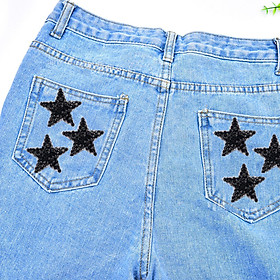 6PCS Rhinestone Star Patches Iron On Sew on Patch Appliques Silver