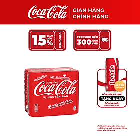 Lốc 6 Lon Nước Ngọt Giải Khát Coca-Cola Vị Nguyên Bản Original 320m/Lon Coca-Cola Official Store