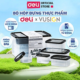 Bộ hộp 15 chi tiết hộp đựng thực phẩm DELIxVUSIGN đủ size từ 150 - 8500ml dùng được cho lò vi sóng