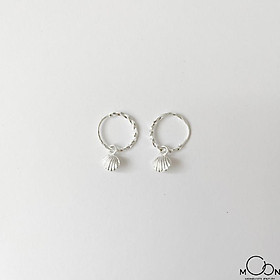 Khuyên tai bạc bông tai bạc tròn vỏ sò cho bé gái chuẩn bạc cao cấp moonsilver