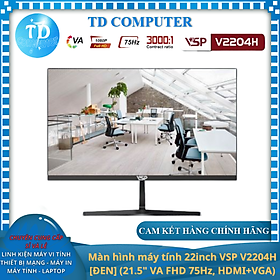 Mua Màn hình máy tính 22inch VSP V2204H  ĐEN  (21.5  VA FHD 75Hz  HDMI+VGA) Phẳng LED Tràn Viền - Hàng chính hãng VSP phân phối