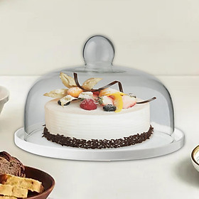 Round Cake Stand with  Cover Serving Tray for Wedding Cheese Decor - 15cmx15cmx10.5cm