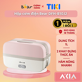 Mua Hộp cơm điện cầm tay Bear DFH-B10J2  màu hồng xinh xắn  2 khay đựng thức ăn  hâm nóng nhanh chóng - HÀNG CHÍNH HÃNG