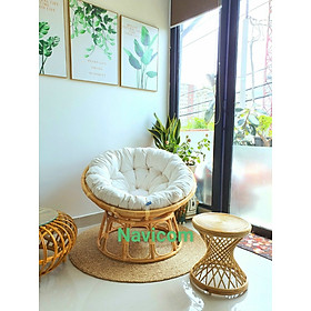 Mua Bộ Ghế papasan 1 2m ( vải bố kem) - NAVICOM - Ghế 120cm + đôn ghác chân