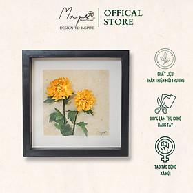 Mua Tranh Hoa Giấy Handmade Trang Trí - Hoa Cúc Kết Hợp Giấy Dó MAYPAPERFLOWER Khung Tranh Gỗ Size 25x25cm