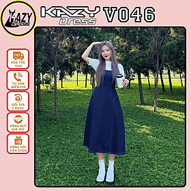 Set váy bò dáng xòe kèm áo phong cách Hàn Quốc trẻ trung KAZY DRESS V046