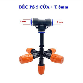 Béc phun sương 5 cửa kèm T nối ống 8,10,12mm