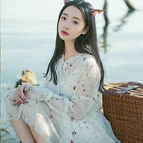 Đầm công chúa thêu hoa nhí phong cách Hàn Quốc