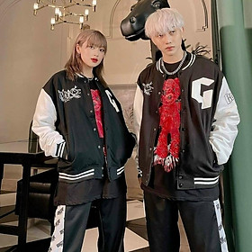 Hình ảnh Áo bomber nam nữ unisex khoác gió jacket dù 2 lớp cúc bấm form rộng local brand ulzzang phong cách hàn quốc đep CHỮ G