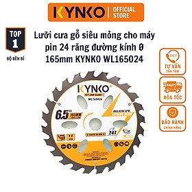 Mua Lưỡi cưa gỗ siêu mỏng cho máy pin 24 răng đường kính Ø 165mm KYNKO WL165024