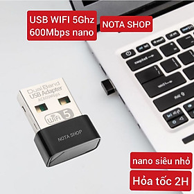 [Hỏa Tốc] USB WiFi nâng cấp 5G 600Mbps nano siêu nhỏ gọn chuyên cho Laptop, PC, bộ chuyển đổi wifi adapter, 600Mbps Nano