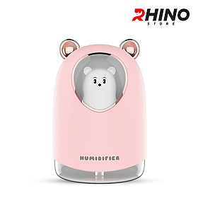 Máy phun sương tạo ẩm Rhino H904 dung tích 300ml, nhỏ gọn, không gây tiếng ồn, tích hợp đèn ngủ RGB nhiều màu - Hàng chính hãng