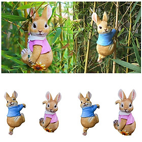 4x Exquisite Rabbit Ornaments Garden Statue Figurines for Outdoor Indoor