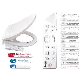 Nắp Bồn Cầu Điện Tử Thông Minh HB220 Nhập Khẩu Hàn Quốc, BH 2 Năm Chống Nước IPX5, Sưởi Bệt, Sấy Khô