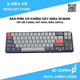 Bàn phím cơ không dây E-Dra EK368W V2 , Hotswap, E-Dra Switch (Brown/Red) - Hàng chính hãng