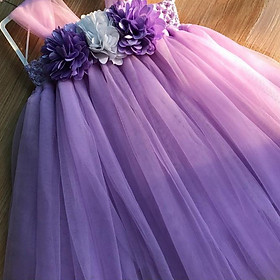 Váy công chúa cho bé ️Váy tím nhạt hoa xù cho bé gái