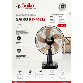 Quạt sạc tích điện Saiko RF-412Li Hàng chính hãng