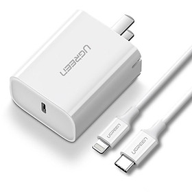 Mua Ugreen UG60967cd137TK 20W bộ kit sạc nhanh PD và cáp USB type C ra Lightning MFI cho iPhone màu trắng - HÀNG CHÍNH HÃNG