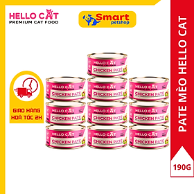 Pate Cho Mèo Mọi Độ Tuổi Hương Vị Gà - Hello Cat Chicken Pate 190G (Combo 10 Lon)