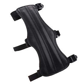 PU Leather 3 Straps Arm Guard for Recurve Compound Long Bow Hunting Shooting Black