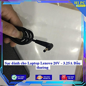 Sạc dành cho Laptop Lenovo 20V - 3.25A Đầu thường - Kèm Dây nguồn - Hàng Nhập Khẩu