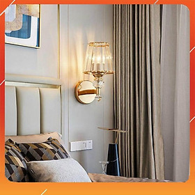 Mua (GIẢM GIÁ SỐC) Đèn tường pha lê cao cấp thân mạ vàng đồng bóng  - dùng công trình  hôm stay #1208
