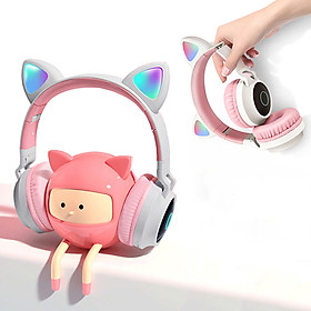 Tai nghe Bluetooth tai mèo đáng yêu có mic đàm thoại cao cấp, tai nghe mèo có đèn phát sáng cute tai nghe tai mèo thời trang, headphone Bluetooth đáng yêu có thể sử dụng khi chơi các tựa game online