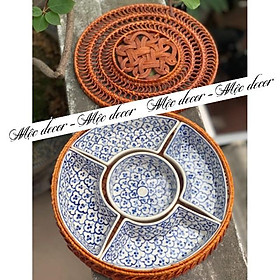 Mua KHAY ĐỰNG BÁNH KẸO MỨT TẾT ĐỒ ĂN GỐM SỨ BÁT TRÀNG CAO CẤP VẼ THỦ CÔNG